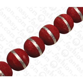 Bambus Koralle Rund Beads Red with Silver / ca. 25mm / 16pcs.
