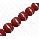 Bambus Koralle Rund Beads Red with Silver / ca. 25mm /...