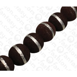 Bamboo Coral Round Beads Brown with Silver / ca. 25mm / 16pcs.
