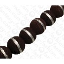 Bambus Koralle Rund Beads Brown with Silver / ca. 25mm /...