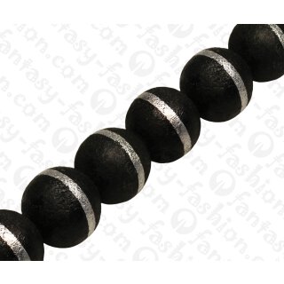 Bambus Koralle Rund Beads Black with Silver / ca. 25mm / 16pcs.