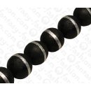 Bambus Koralle Rund Beads Black with Silver / ca. 25mm /...