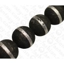 Bamboo Coral Round Beads Black with Silver / ca. 30mm /...