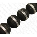 Bambus Koralle Rund Beads Black with Silver / ca. 30mm /...