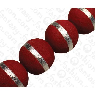 Bambus Koralle Rund Beads Red with Silver / ca. 30mm / 13pcs.