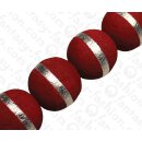 Bambus Koralle Rund Beads Red with Silver / ca. 30mm /...