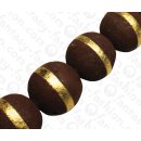 Bambus Koralle Rund Beads Brown with Gold / ca. 30mm /...