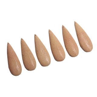 Stingray leather long teardrops peach / ca.70x22mm / 6 pcs.