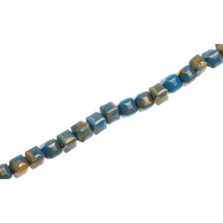 Acrylic Beads Blue-gold faceted Square / 9mm / 44pcs.