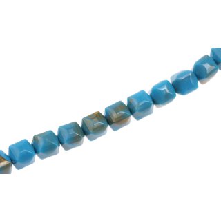Acrylic Beads Blue-gold faceted Square / 12mm / 34pcs.