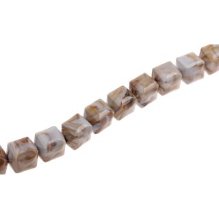 Acrylic Beads Brown-white faceted Square / 17mm / 24pcs.