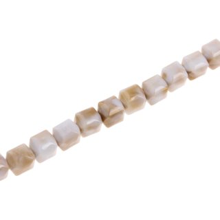 Acrylic Beads Gold-white faceted Square / 14mm / 30pcs.