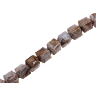 Acrylic Beads Cappuccino  faceted Square / 14mm / 30pcs.