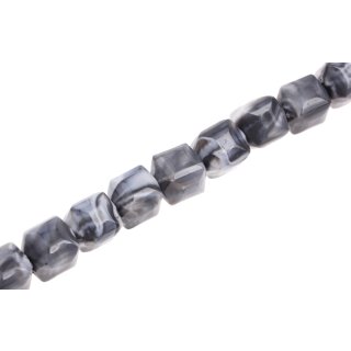 Acrylic Beads White-Grey  faceted Square / 14mm / 30pcs.