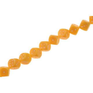 Acryl Perlen Yellow-orange with dots dice / 13mm / 30pcs.
