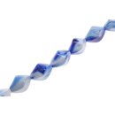 Acrylic Beads Blue-White w design Twisted / 30mm / 13pcs.
