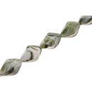 Acrylic Beads Green-White w design Twisted / 30mm / 13pcs.