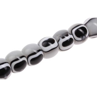 Acrylic Beads Black-White w design Tube rounded / 20mm / 20pcs.