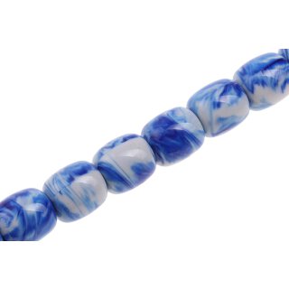 Acrylic Beads Blue-White w design Tube rounded / 24mm / 16pcs.