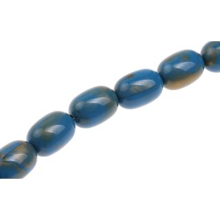 Acrylic Beads Blue-Gold w design Tube rounded / 27mm / 14pcs.