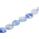 Acrylic Beads Blue-White w design Flat round / 30mm / 12pcs.