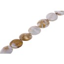 Acryl Perlen White-Gold w design Flat round / 30mm / 12pcs.