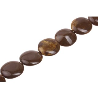 Acrylic Beads Choco-Gold w design Flat round / 30mm / 12pcs.