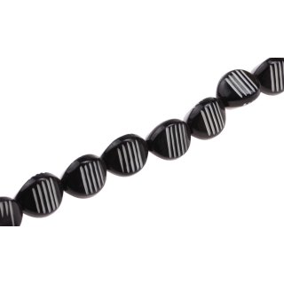 Acrylic Beads White -Black w design  / 26mm / 15pcs.