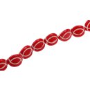 Acrylic Beads White -Red w design  / 26mm / 15pcs.