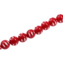 Acrylic Beads red-white w design round / 24mm / 17pcs.