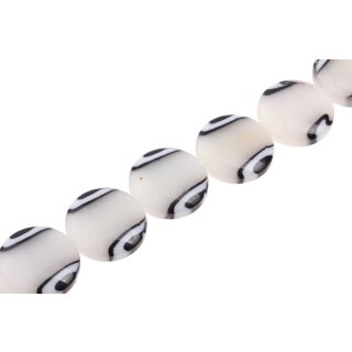Acryl Perlen White & Black design flat round / 28mm / 14pcs.