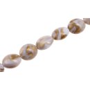 Acrylic Beads Gold-White Oval / 24mm / 17pcs.