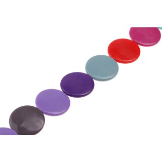 Acrylic Beads mix-color flat round / 32mm / 12pcs.