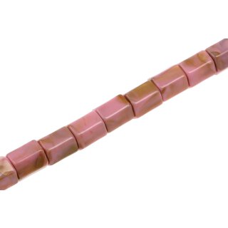 Acrylic Beads pink/gold tube rounded / 17mm / 23pcs.