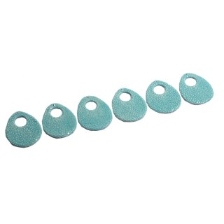 Rochenleder calar Tropfen  ocean / 50x42mm / 6 pcs.