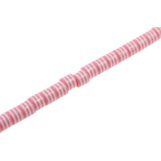 Acrylic Beads White –pink with design tube  / 10mm / 44pcs.