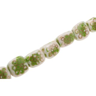 Resin Beads  w Bamboo Ring White-Green Triangle / 35x27mm / 12pcs.