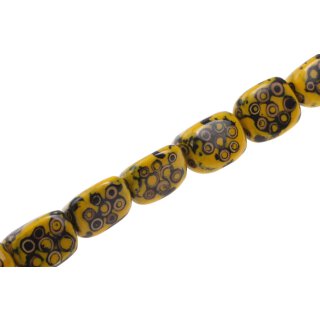 Resin Beads  w Bamboo Ring Yellow-Black Triangle / 35x27mm / 12pcs.