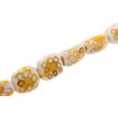 Harz Perlen  w Bamboo Ring Yellow-White Triangle /...