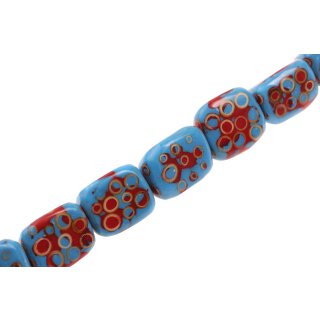 Resin Beads  w Bamboo Ring Blue-Red Triangle / 35x27mm / 12pcs.