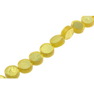 Resin Beads w/ Aluminum Foil Inlay  Yellow Flat round / 25x9mm / 17pcs.
