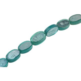 Harz Perlen w/ Aluminum Foil Inlay  Turq. oval / 28x20x9mm / 14pcs.