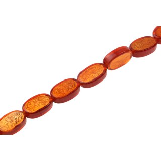 Resin Beads w/ Aluminum Foil Inlay  Orange oval / 28x20x9mm / 14pcs.