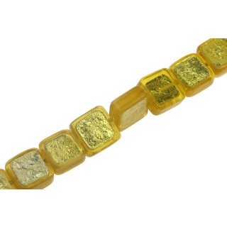 Resin Beads w/ Aluminum Foil Inlay  Yellow Square / 20x10mm / 20pcs.