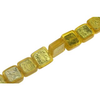 Harz Perlen w/ Aluminum Foil Inlay  Yellow Square / 20x10mm / 20pcs.
