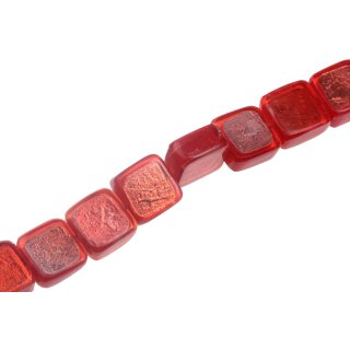 Resin Beads w/ Aluminum Foil Inlay Red Square / 20x10mm / 20pcs.