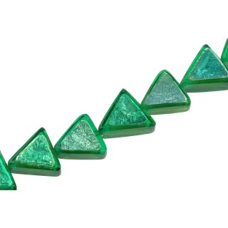 Resin Beads w/ Aluminum Foil Inlay  Green Triangle / 23x8mm / 18pcs.