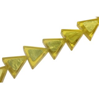 Resin Beads w/ Aluminum Foil Inlay  Yellow Triangle / 25x10mm / 17pcs.