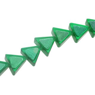 Resin Beads w/ Aluminum Foil Inlay  Green Triangle / 25x10mm / 17pcs.