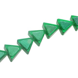 Harz Perlen w/ Aluminum Foil Inlay  Green Triangle / 25x10mm / 17pcs.